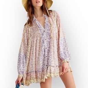 Free People Lost In You Floral Printed Tunic Shirt Dress